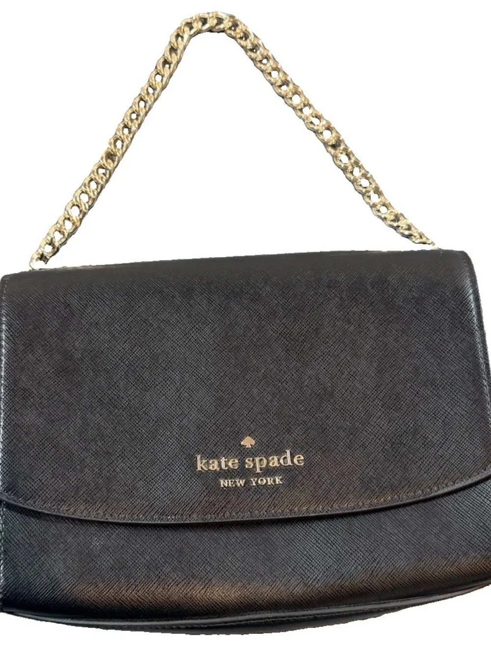 Kate Spade Carson Convertible Crossbody Bag Black Leather Chain Shoulder Purse